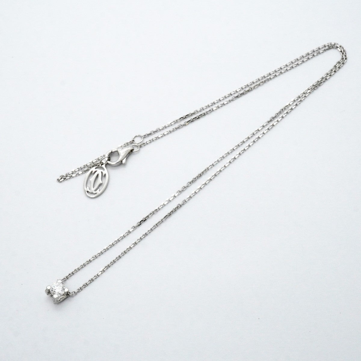 【6jfb0958】カルティエ ネックレス Cドゥ 1PD K18WG ホワイトゴールド ダイヤモンド【中古】レディース