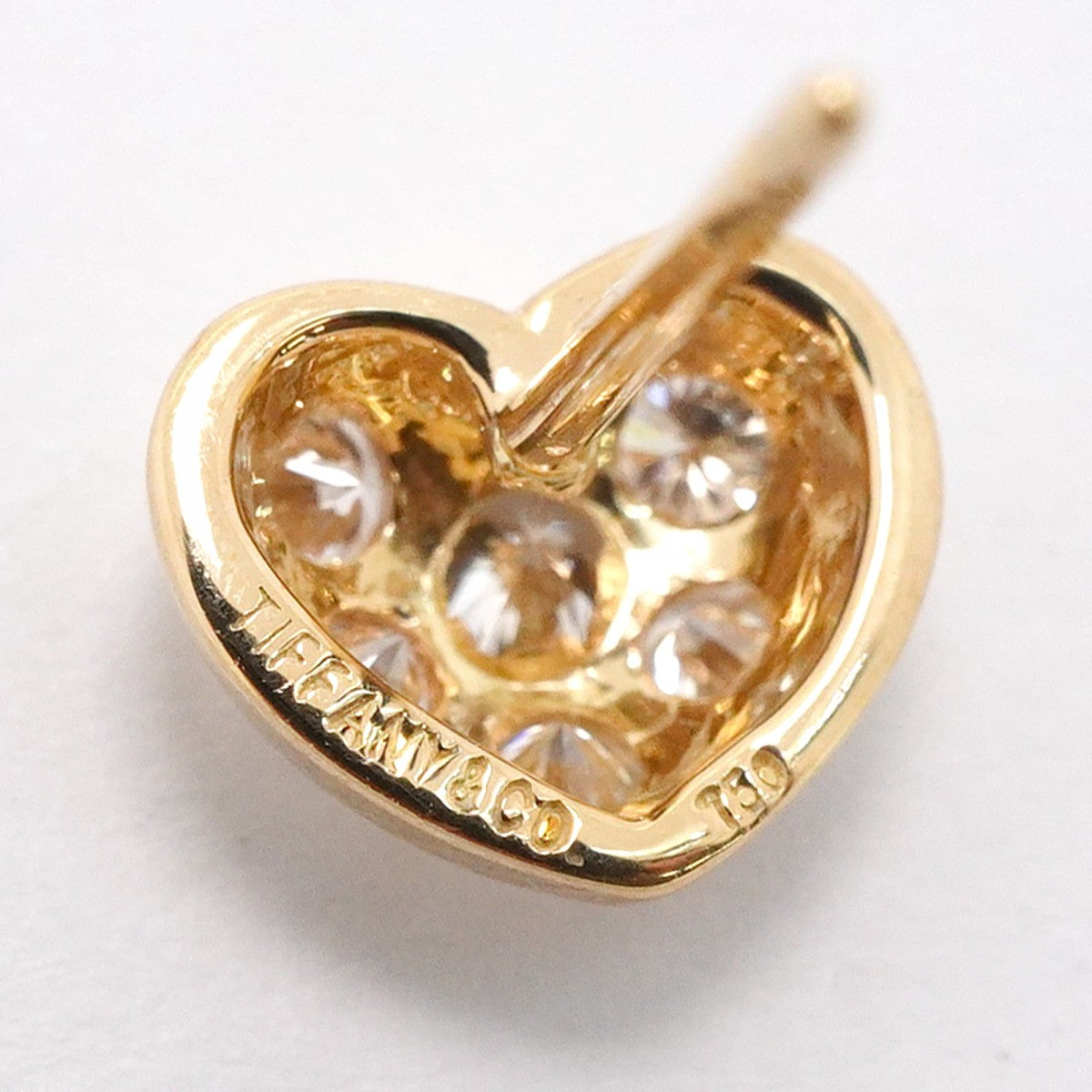 【6jfb0969】ティファニー ピアス ハート K18YG イエローゴールド ダイヤモンド【中古】レディース