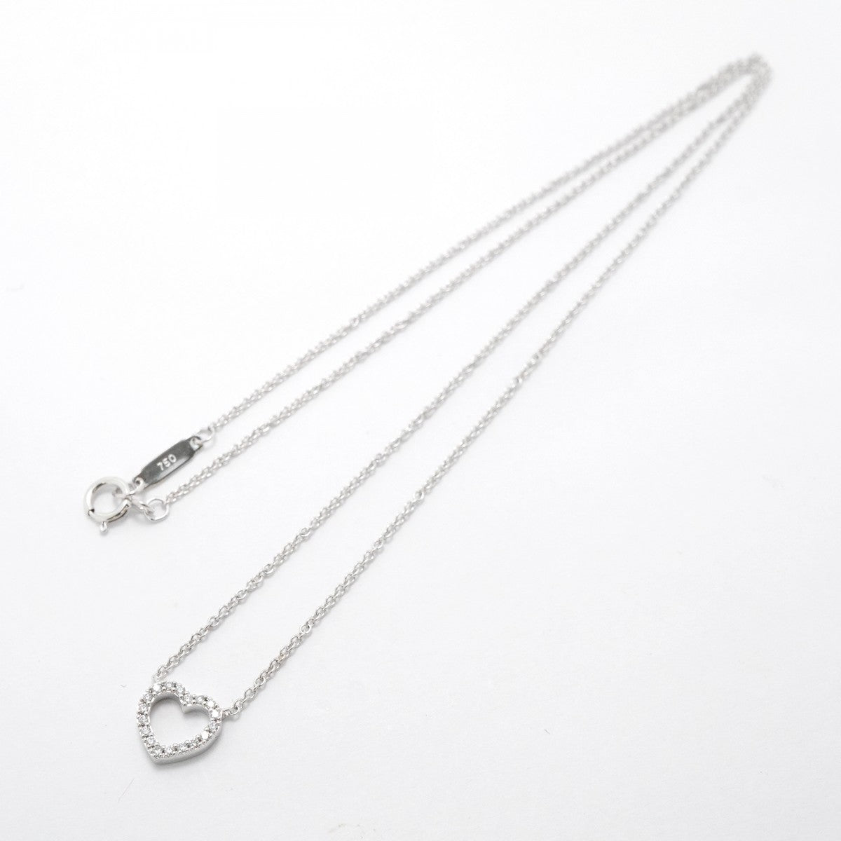 【6jfb0970】ティファニー ネックレス メトロハート K18WG ホワイトゴールド ダイヤモンド【中古】レディース