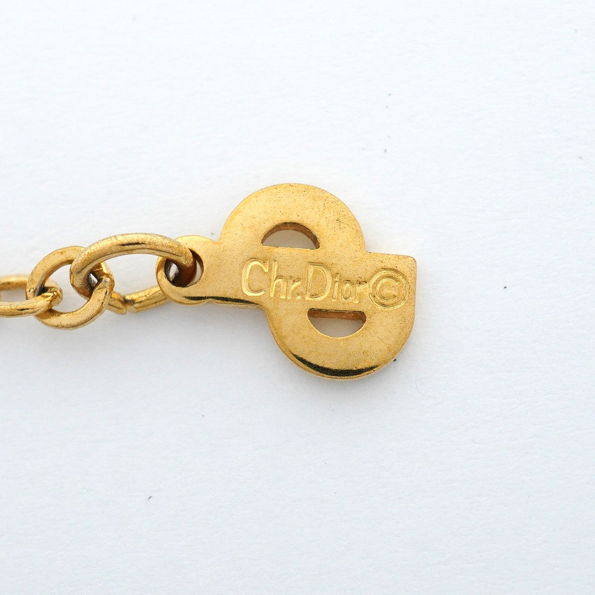【6jfb0999-k】クリスチャンディオール ネックレス GPメッキ ラインストーン ゴールド【中古】レディース