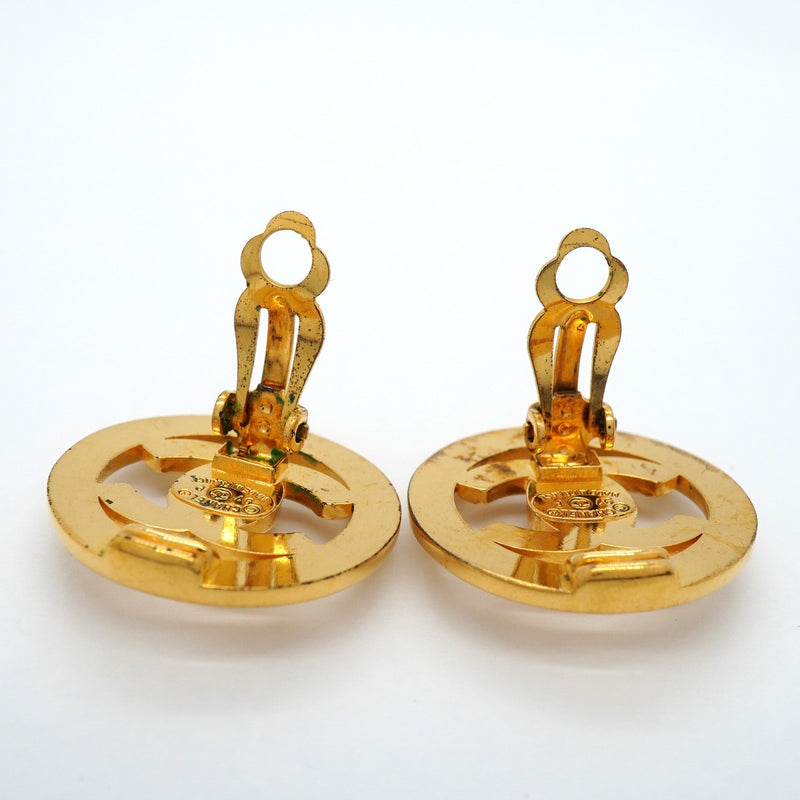 【6jfb1006-k】シャネル イヤリング ヴィンテージ ココマーク ターンロック 丸型 サークル GPメッキ ゴールド【中古】レディース