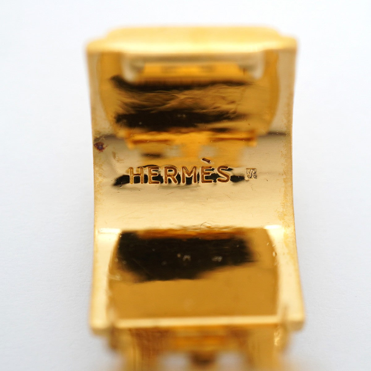 【6jfb1007-k】エルメス イヤリング エマイユ うさぎモチーフ GPメッキ 七宝焼き ゴールド オレンジ【中古】レディース