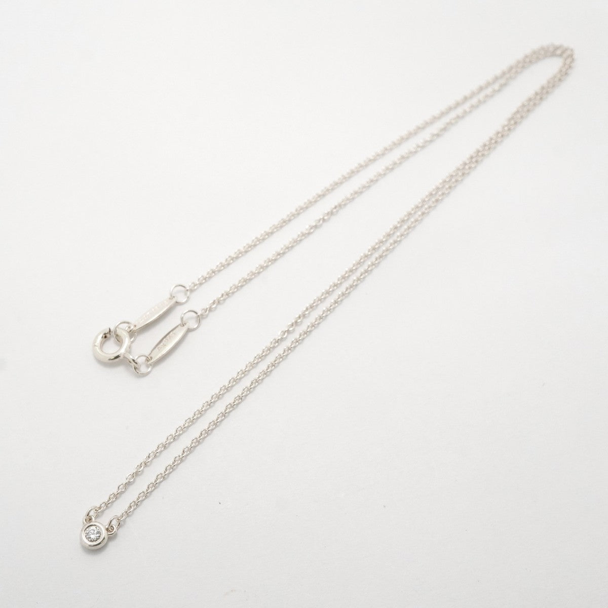 【6jfb1009-k】ティファニー ネックレス バイザヤード 1PD シルバー925 ダイヤモンド【中古】レディース