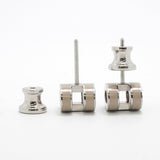 【6jfb1034-k】エルメス ピアス ミニポップアッシュ メタル シルバー ベージュ【中古】レディース
