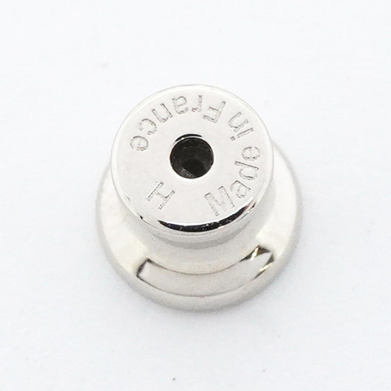 【6jfb1034-k】エルメス ピアス ミニポップアッシュ メタル シルバー ベージュ【中古】レディース