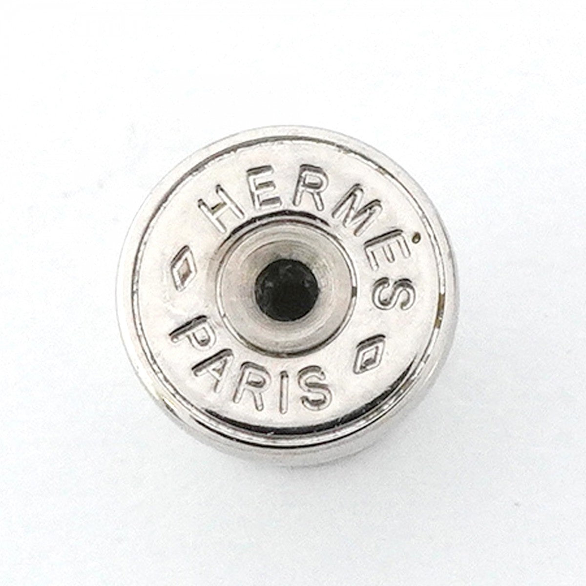 【6jfb1034-k】エルメス ピアス ミニポップアッシュ メタル シルバー ベージュ【中古】レディース
