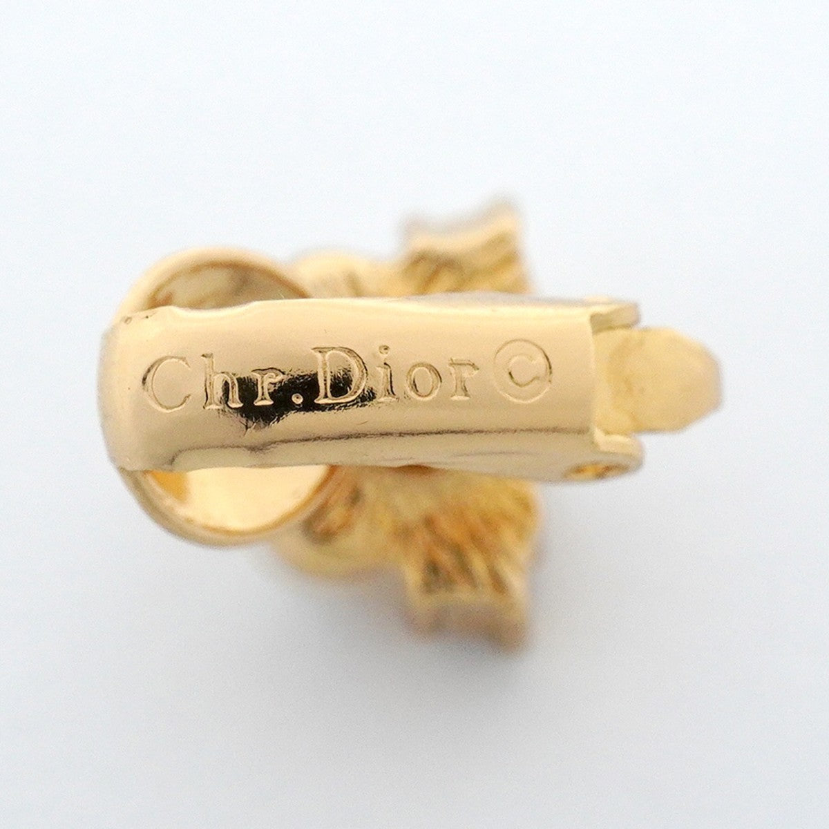【6jgb0004】クリスチャンディオール イヤリング GPメッキ フェイクパール ラインストーン ゴールド【中古】レディース