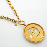 【6jgb0014-k】シャネル ネックレス ヴィンテージ ココマーク 丸型 サークル GPメッキ ゴールド【中古】レディース