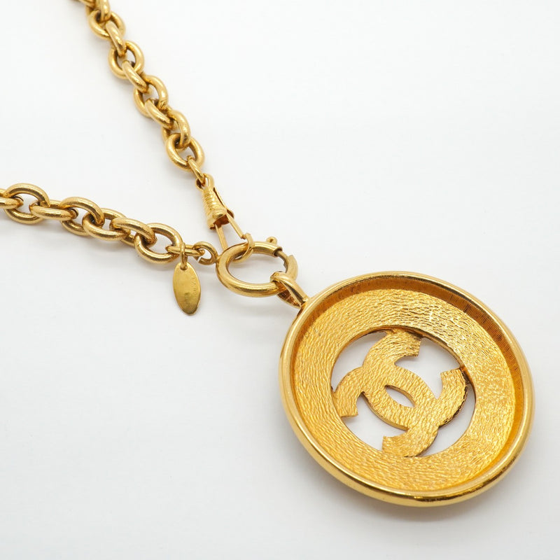 【6jgb0014-k】シャネル ネックレス ヴィンテージ ココマーク 丸型 サークル GPメッキ ゴールド【中古】レディース