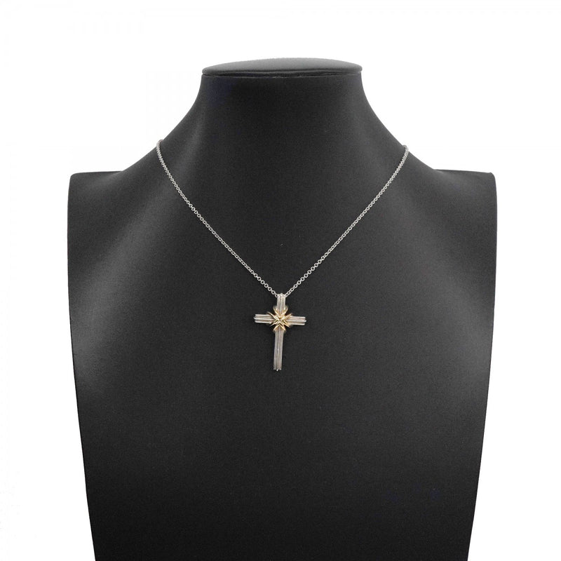 【6jgb0017】ティファニー ネックレス シグネチャークロス K18YG イエローゴールド シルバー925【中古】メンズ レディース ユニセックス