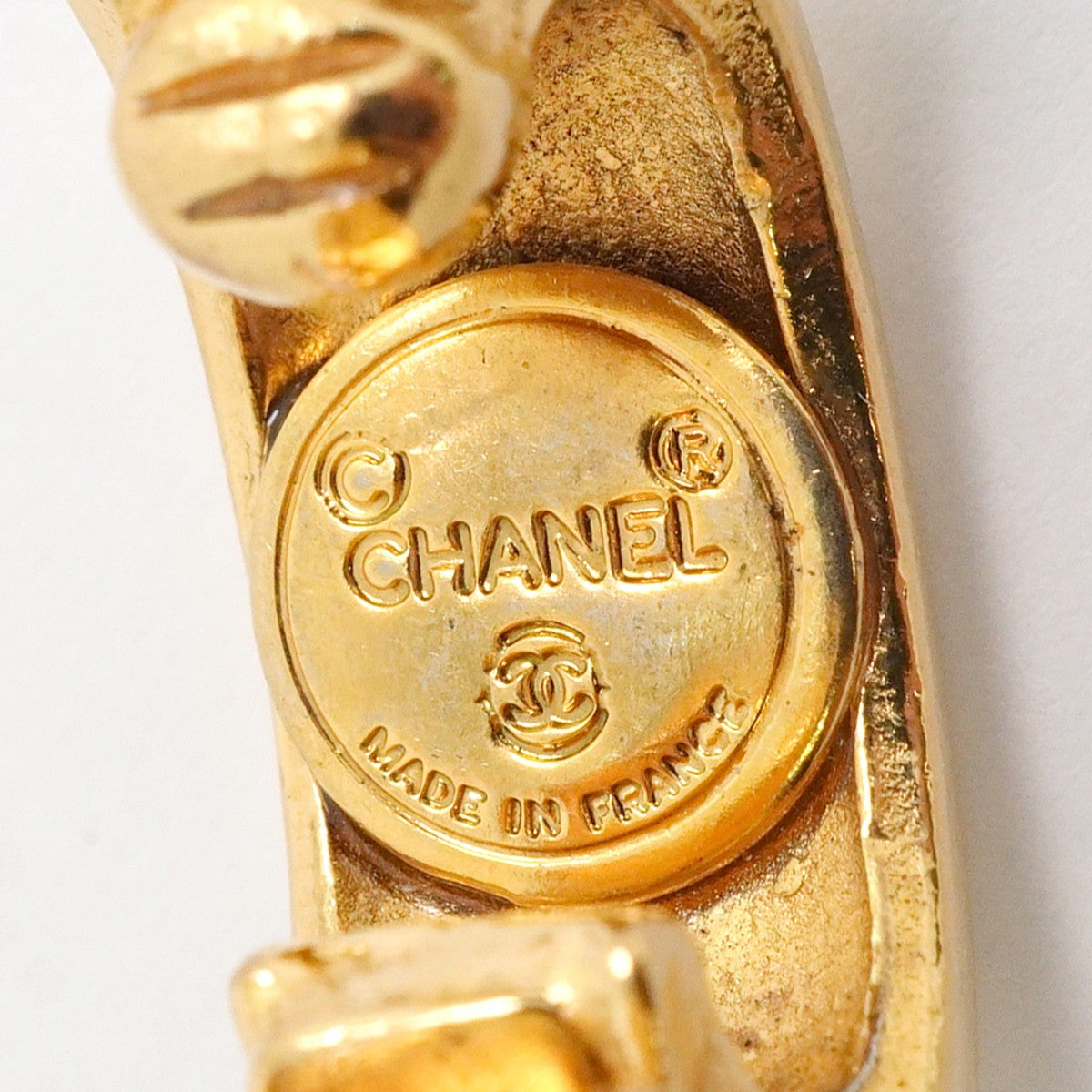 【6jgb0018】シャネル イヤリング ヴィンテージ シャネルロゴ 丸型 サークル GPメッキ ゴールド【中古】レディース
