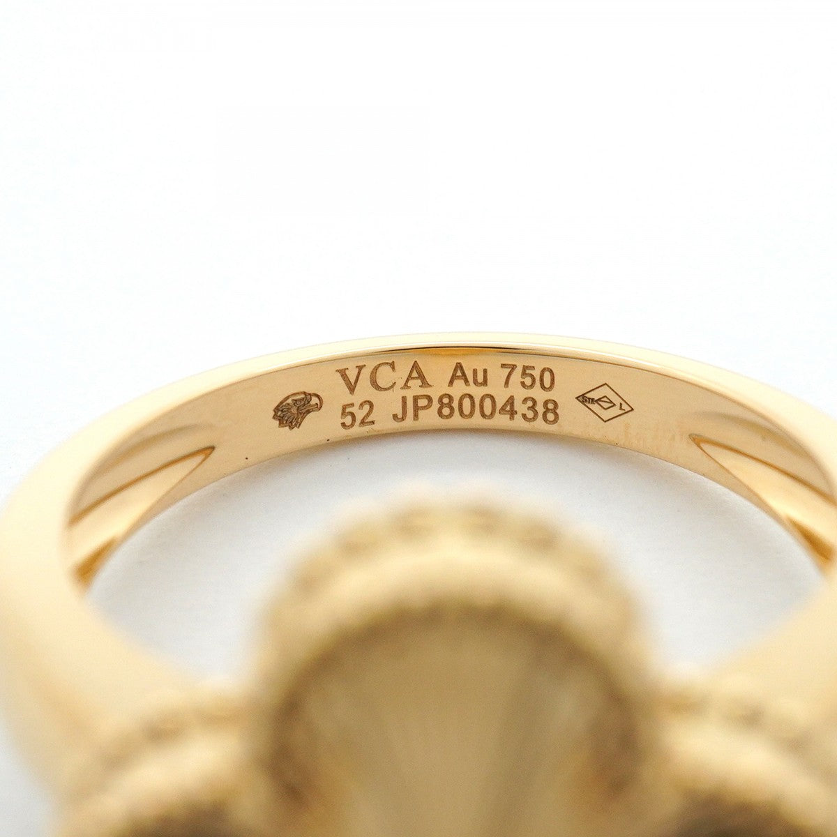 【6jgb0026】ヴァンクリーフ＆アーペル リング ヴィンテージ アルハンブラ ギヨシェ K18YG イエローゴールド ＃52【中古】レディース