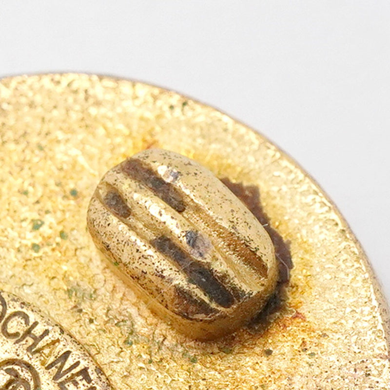 【6jgb0045】シャネル イヤリング ヴィンテージ ココマーク 丸型 サークル GPメッキ ゴールド ブラック【中古】レディース