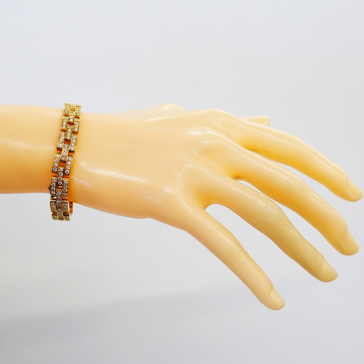 【6jgb0047】カルティエ ブレスレット マイヨンパンテール/3ロウ フルパヴェ K18YG イエローゴールド ダイヤモンド【中古】レディース