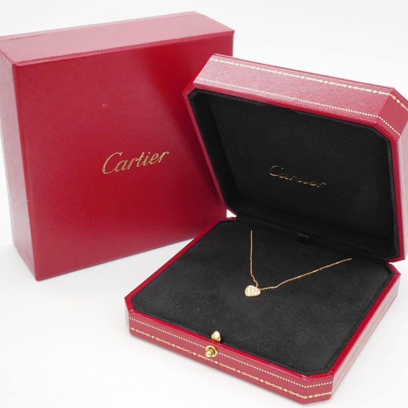 【6jgb0057】カルティエ ネックレス ハート パヴェ K18YG イエローゴールド ダイヤモンド【中古】レディース