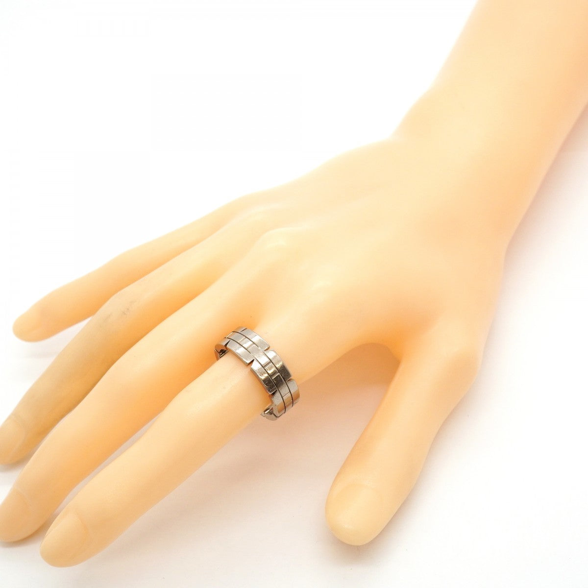 【6jgb0066】カルティエ リング タンクフランセーズ K18WG ホワイトゴールド ＃60【中古】メンズ