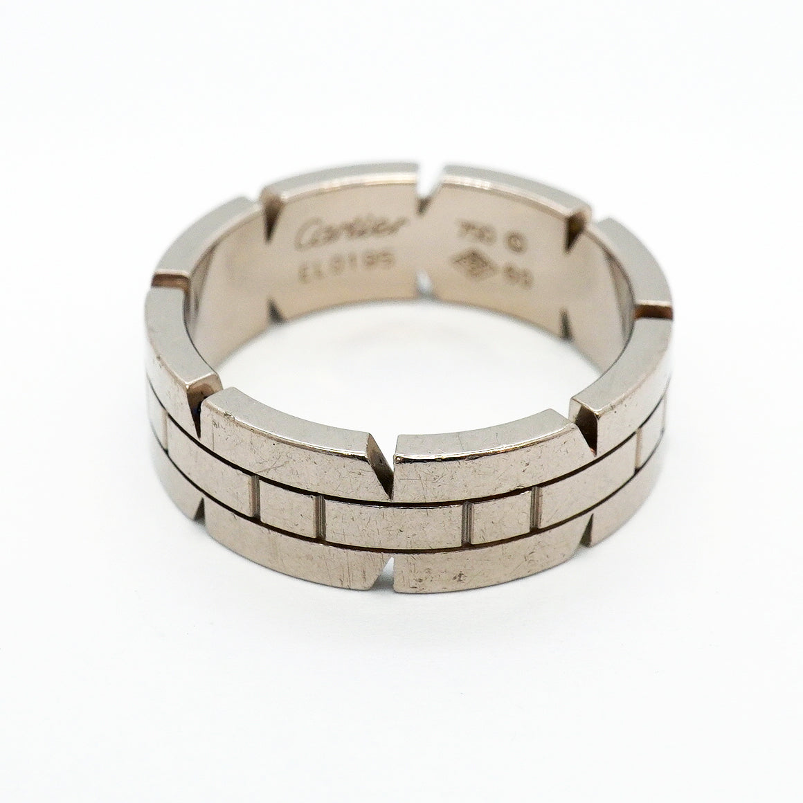 【6jgb0066】カルティエ リング タンクフランセーズ K18WG ホワイトゴールド ＃60【中古】メンズ