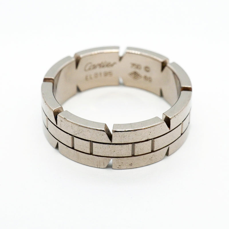 【6jgb0066】カルティエ リング タンクフランセーズ K18WG ホワイトゴールド ＃60【中古】メンズ