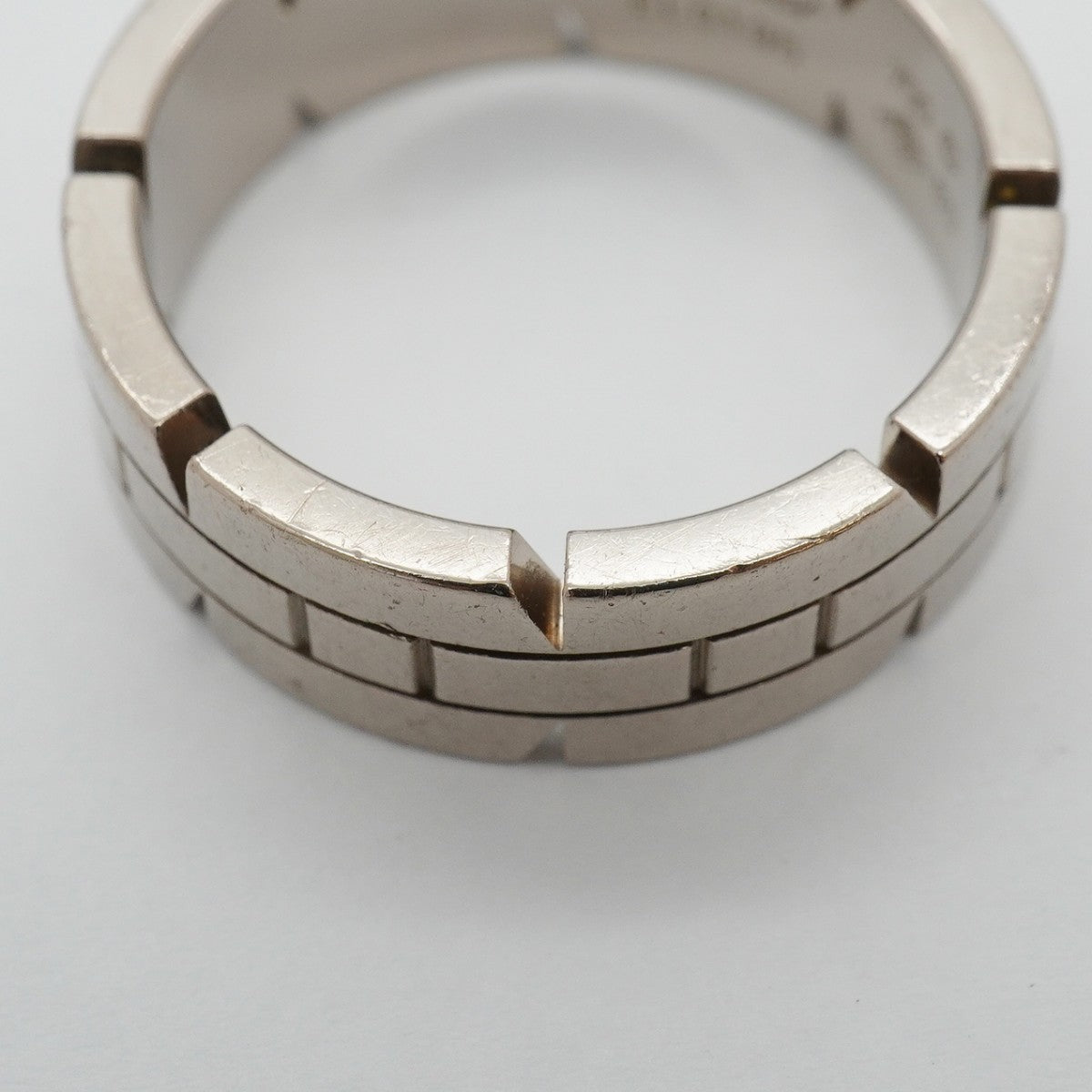 【6jgb0066】カルティエ リング タンクフランセーズ K18WG ホワイトゴールド ＃60【中古】メンズ