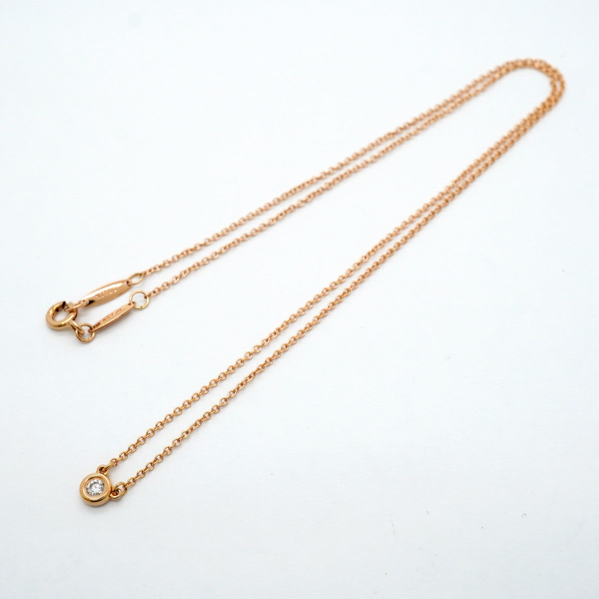 【6jgb0067】ティファニー ネックレス バイザヤード 1PD K18PG ピンクゴールド ダイヤモンド【中古】レディース