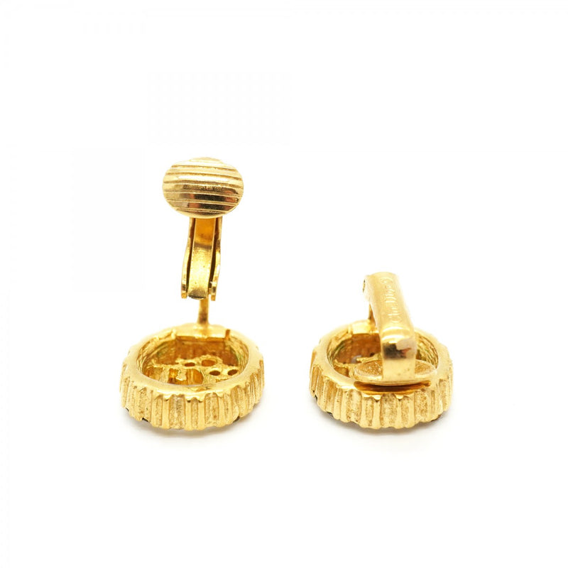 【6jgb0071】クリスチャンディオール イヤリング ディオールロゴ GPメッキ ラインストーン ゴールド【中古】レディース