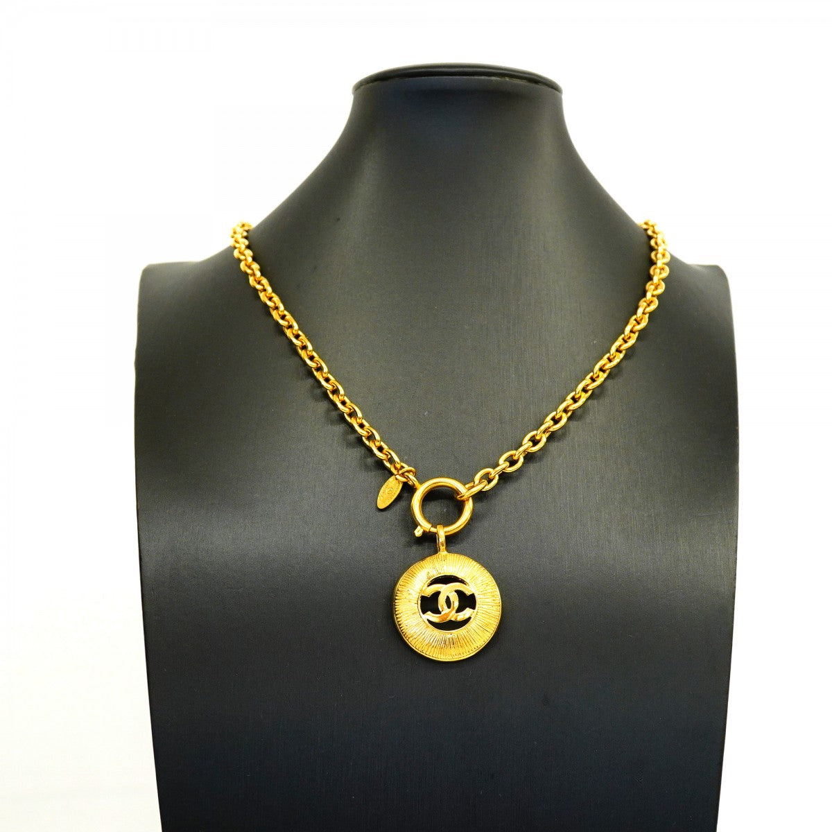 【6jgb0075】シャネル ネックレス ヴィンテージ ココマーク 丸型 サークル GPメッキ ゴールド【中古】レディース