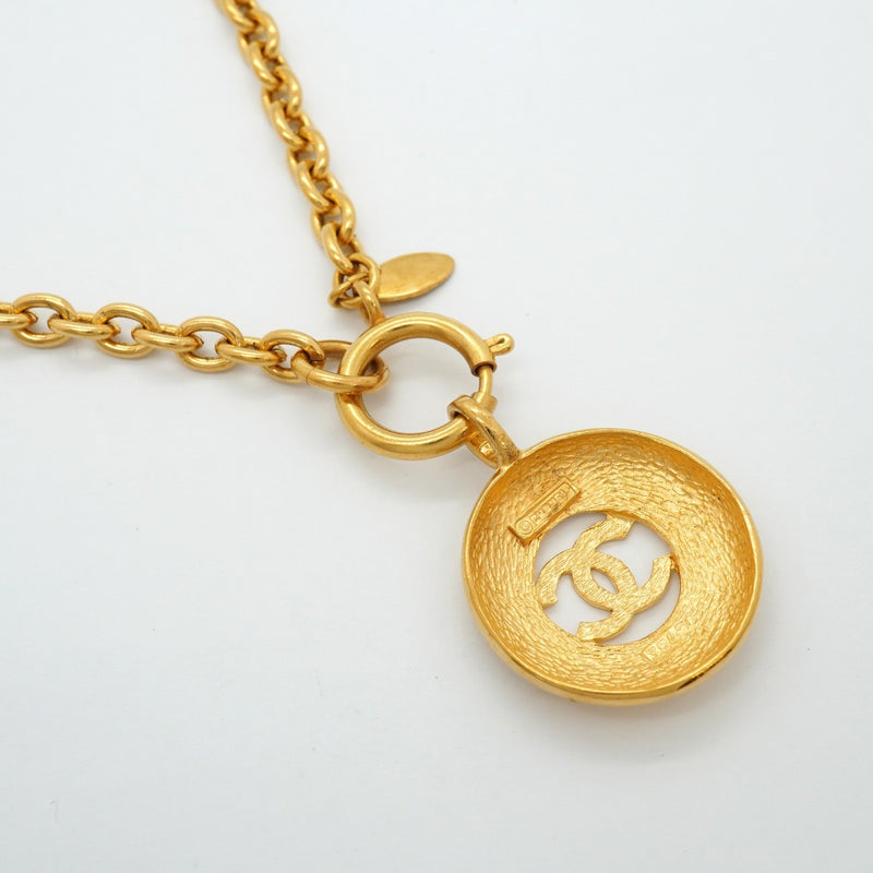 【6jgb0075】シャネル ネックレス ヴィンテージ ココマーク 丸型 サークル GPメッキ ゴールド【中古】レディース