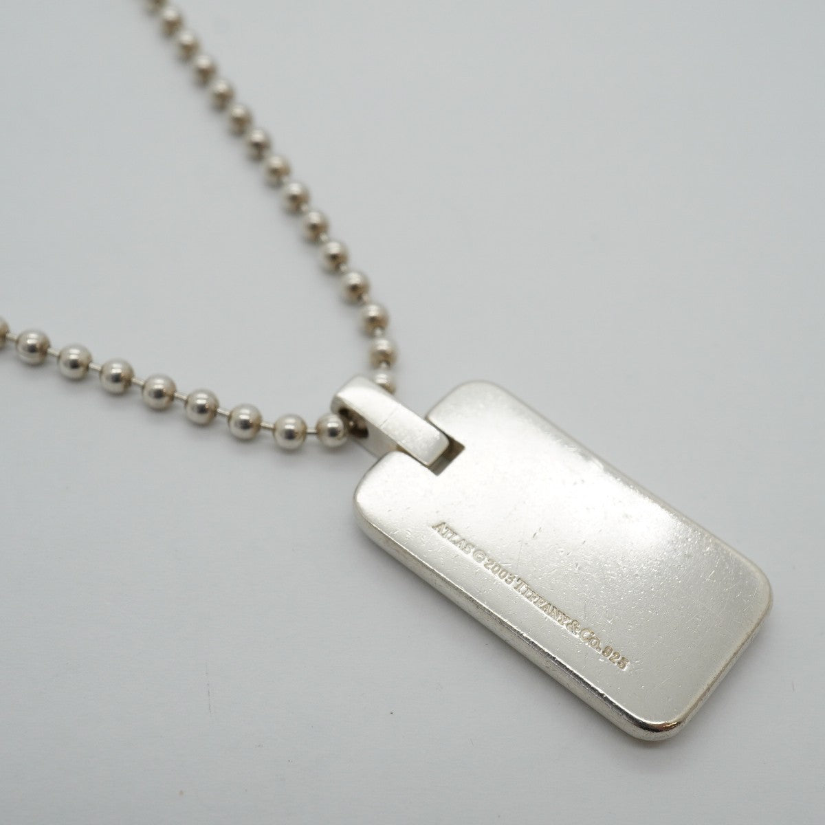 【6jgb0077】ティファニー ネックレス アトラス プレート/ボールチェーン シルバー925【中古】レディース