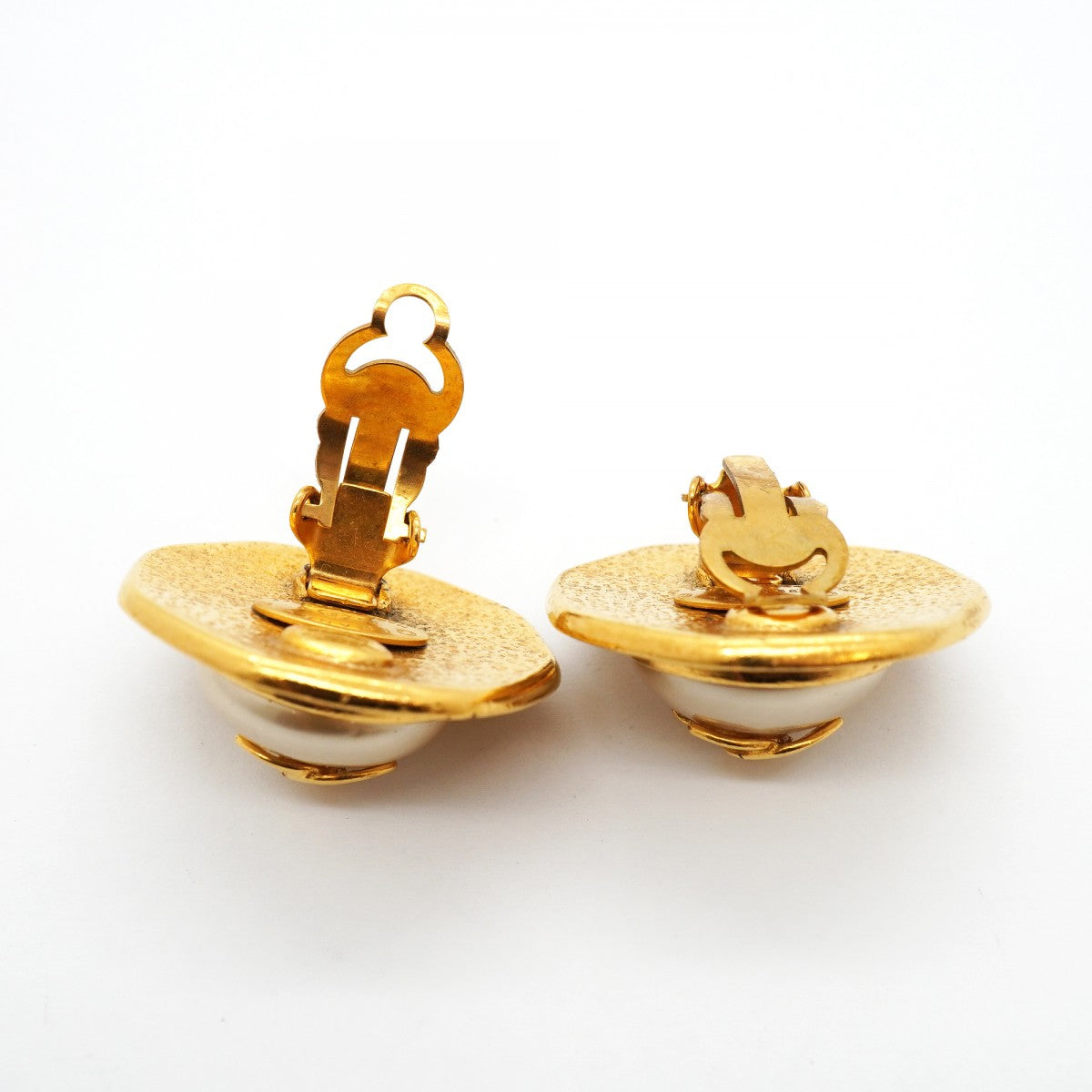 【6jgb0089-k】シャネル イヤリング ヴィンテージ ココマーク GPメッキ フェイクパール ゴールド【中古】レディース