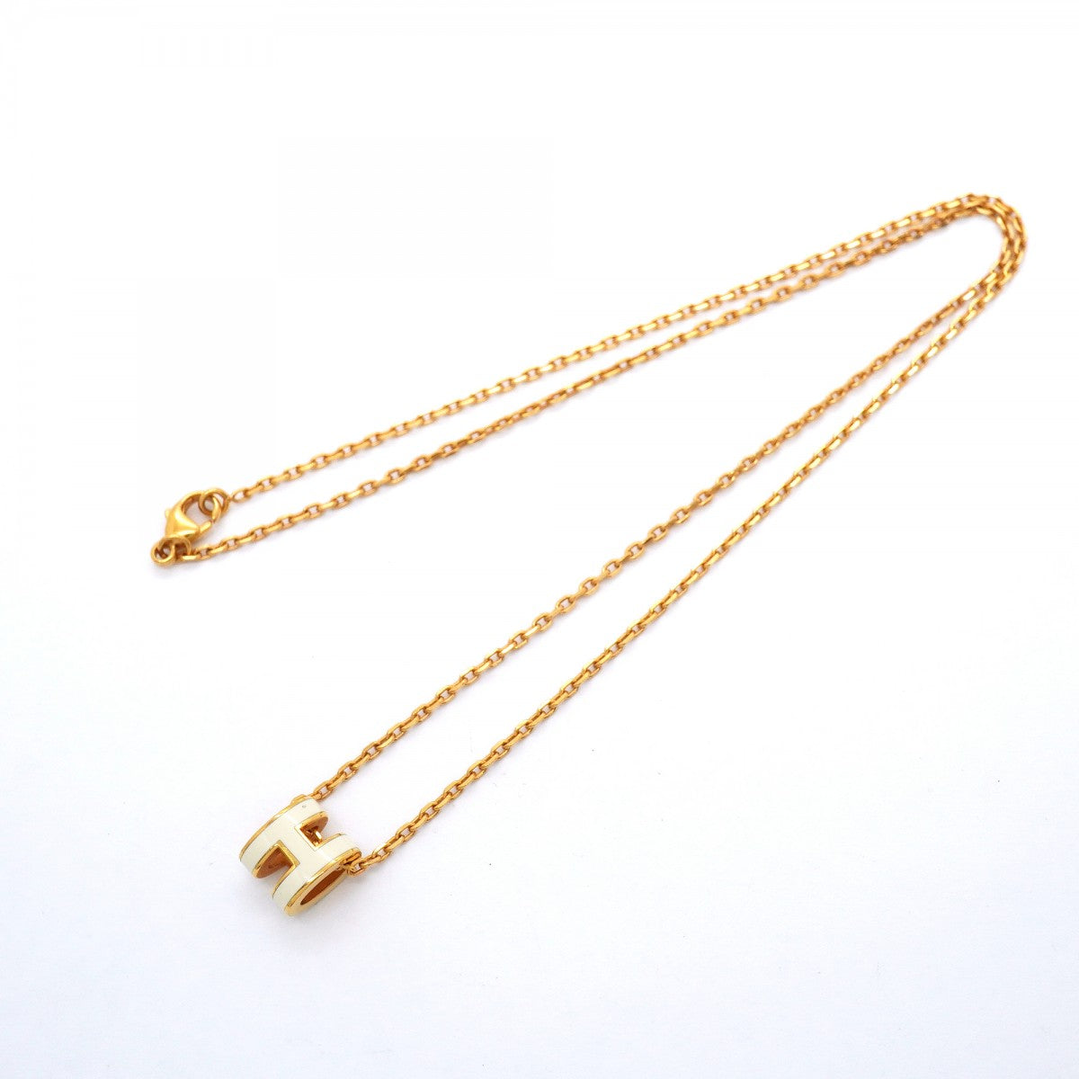 【6jgb0107-k】エルメス ネックレス ミニポップアッシュ GPメッキ ゴールド ホワイト【中古】レディース