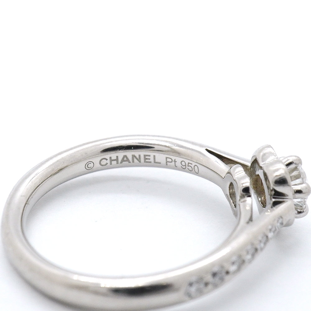 【6jgb0111】シャネル リング カメリア Pt950 プラチナ ダイヤモンド ＃49【中古】レディース
