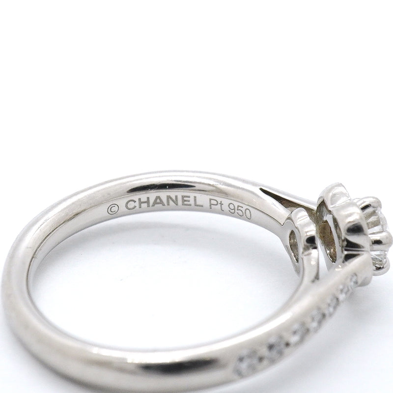 【6jgb0111】シャネル リング カメリア Pt950 プラチナ ダイヤモンド ＃49【中古】レディース