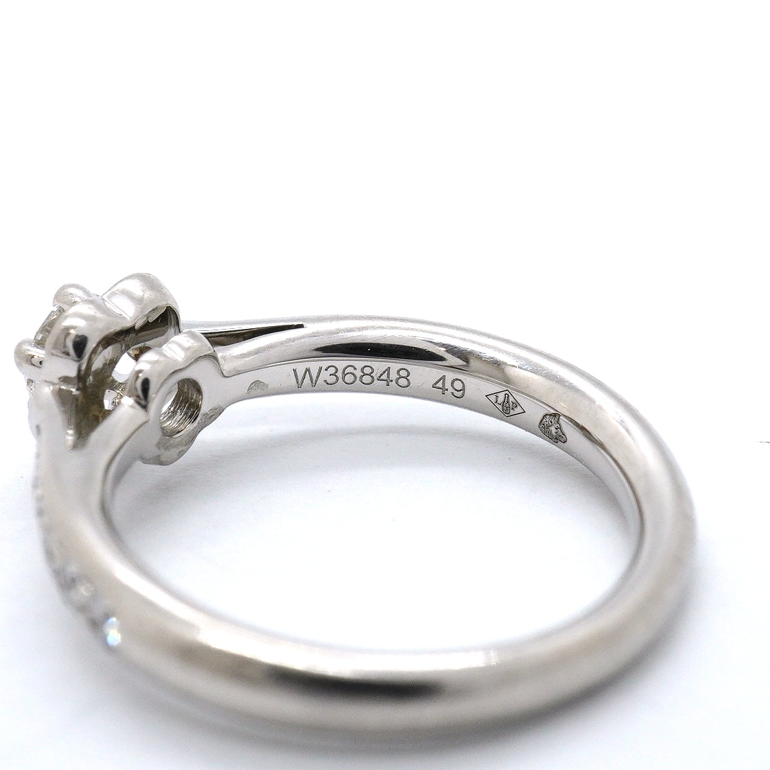 【6jgb0111】シャネル リング カメリア Pt950 プラチナ ダイヤモンド ＃49【中古】レディース