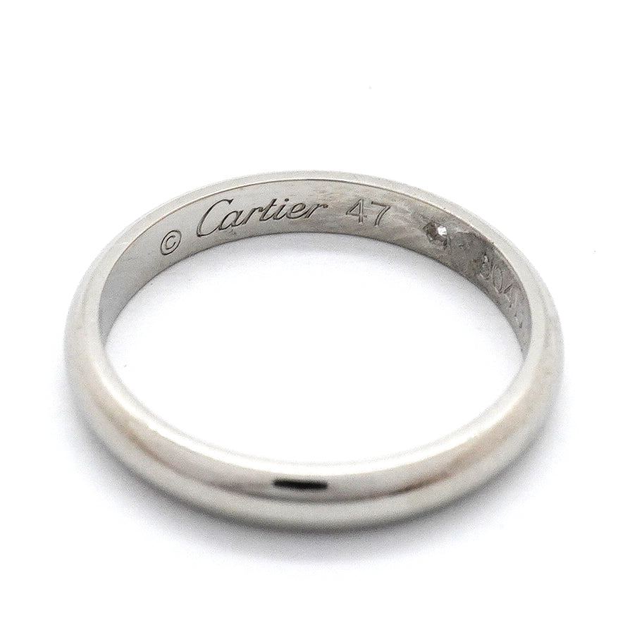 【6jgb0116】カルティエ リング クラシック 1PD Pt950 プラチナ ダイヤモンド ＃47【中古】レディース