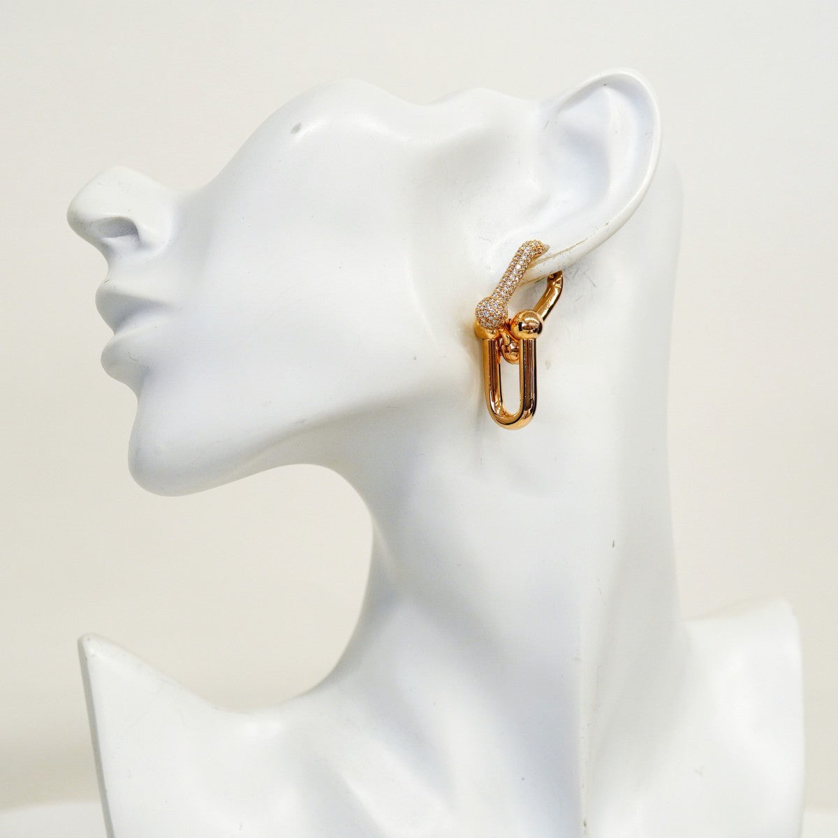 【6jgb0117】ティファニー ピアス ハードウェア/ラージリンク K18PG ピンクゴールド ダイヤモンド 0.59ct【中古】レディース