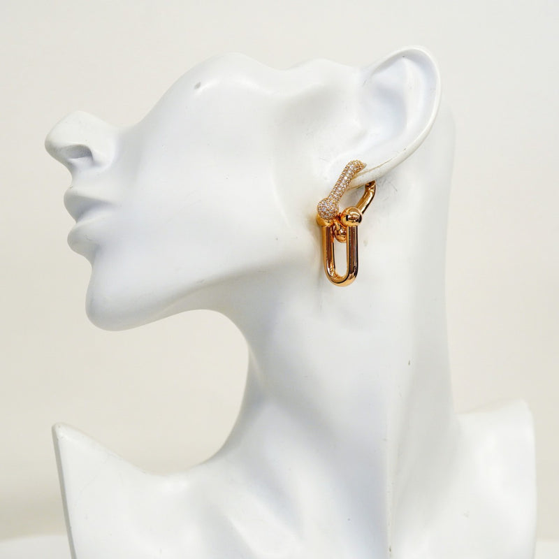 【6jgb0117】ティファニー ピアス ハードウェア/ラージリンク K18PG ピンクゴールド ダイヤモンド 0.59ct【中古】レディース