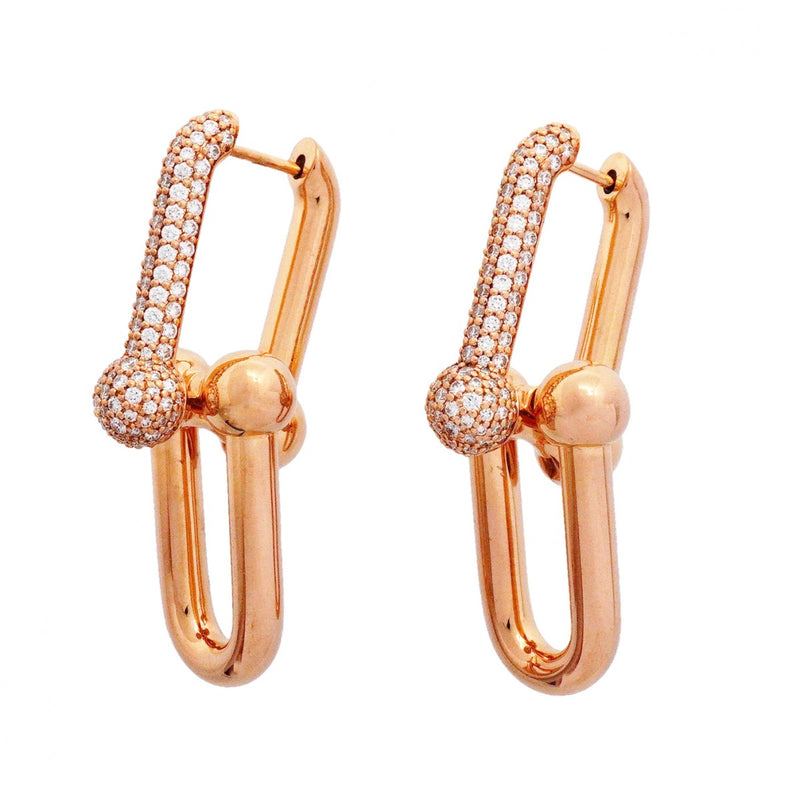 【6jgb0117】ティファニー ピアス ハードウェア/ラージリンク K18PG ピンクゴールド ダイヤモンド 0.59ct【中古】レディース