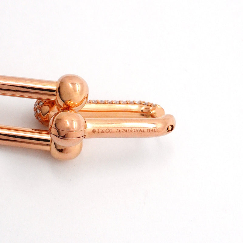 【6jgb0117】ティファニー ピアス ハードウェア/ラージリンク K18PG ピンクゴールド ダイヤモンド 0.59ct【中古】レディース