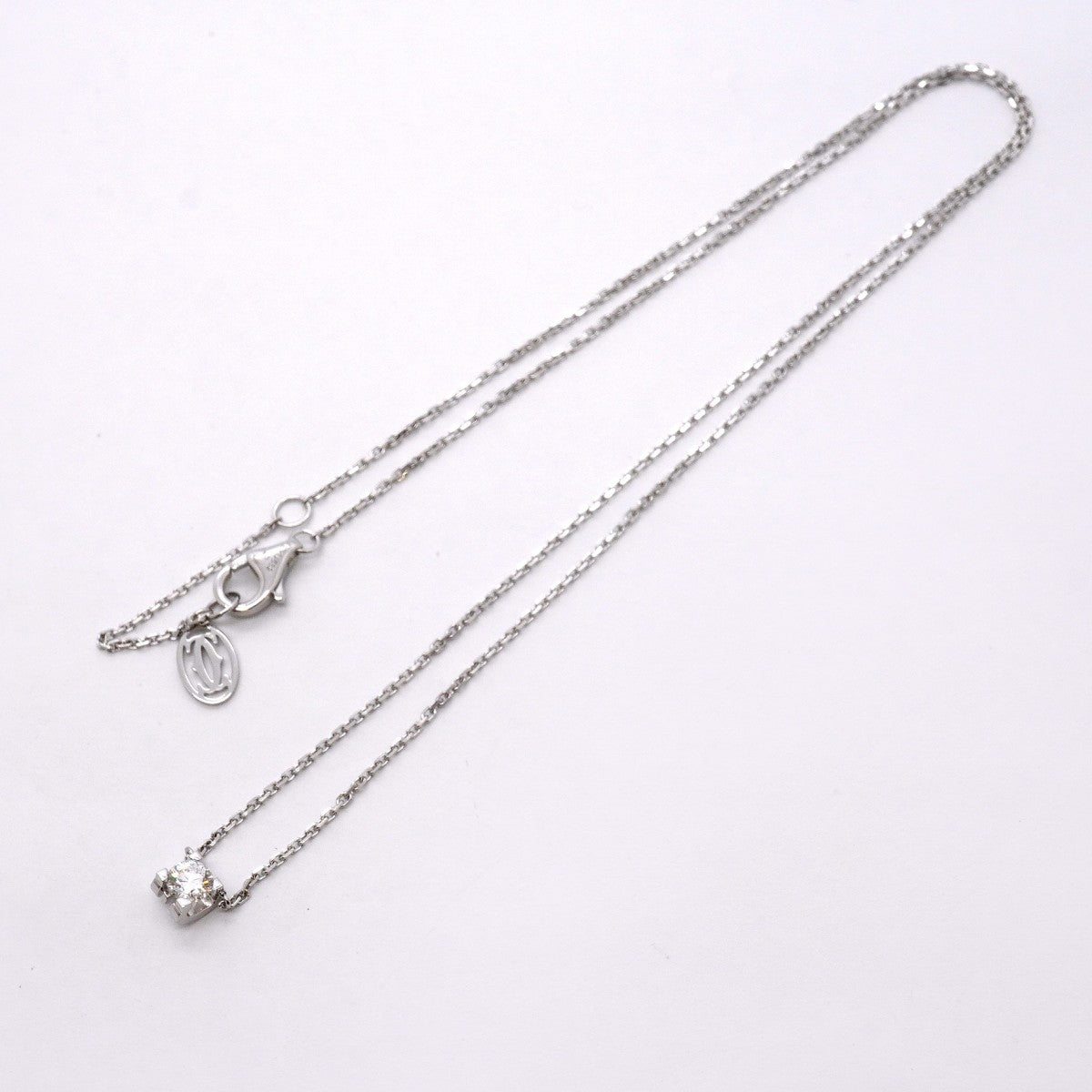【6jgb0119】カルティエ ネックレス Cドゥ 1PD K18WG ホワイトゴールド ダイヤモンド【中古】レディース