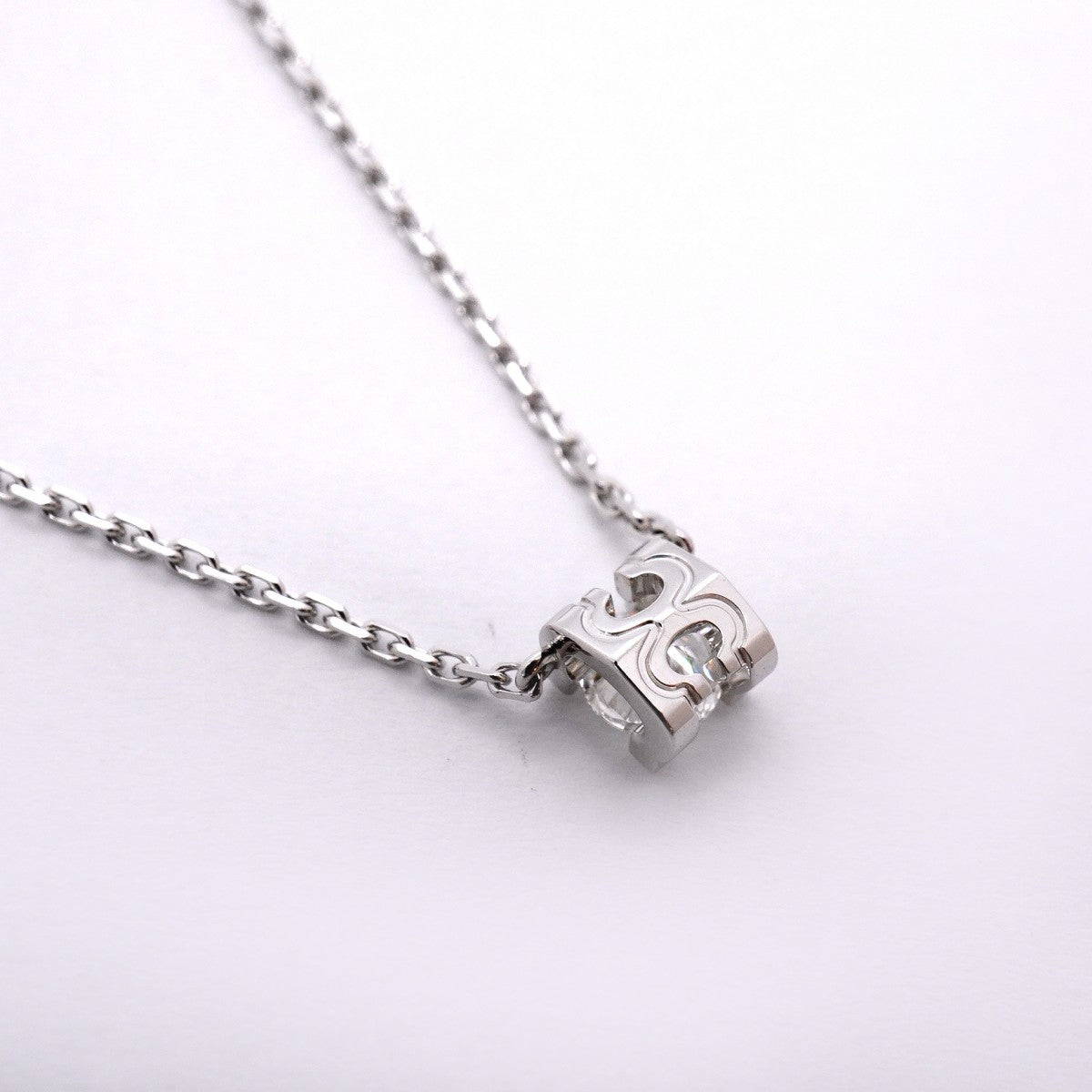【6jgb0119】カルティエ ネックレス Cドゥ 1PD K18WG ホワイトゴールド ダイヤモンド【中古】レディース