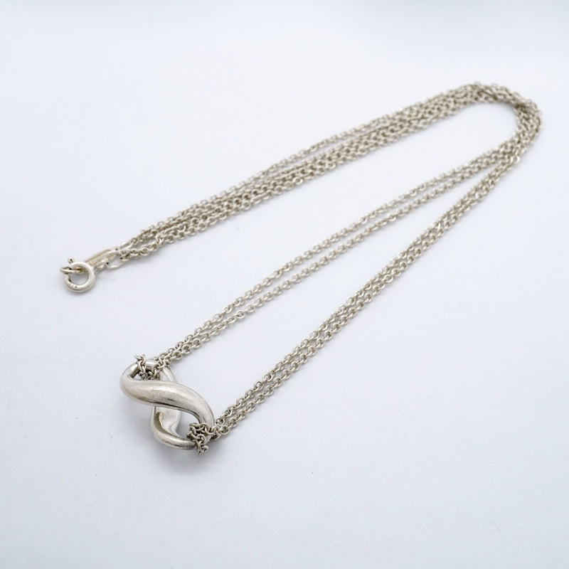 【6jgb0142-k】ティファニー ネックレス インフィニティ ダブルチェーン シルバー925【中古】レディース