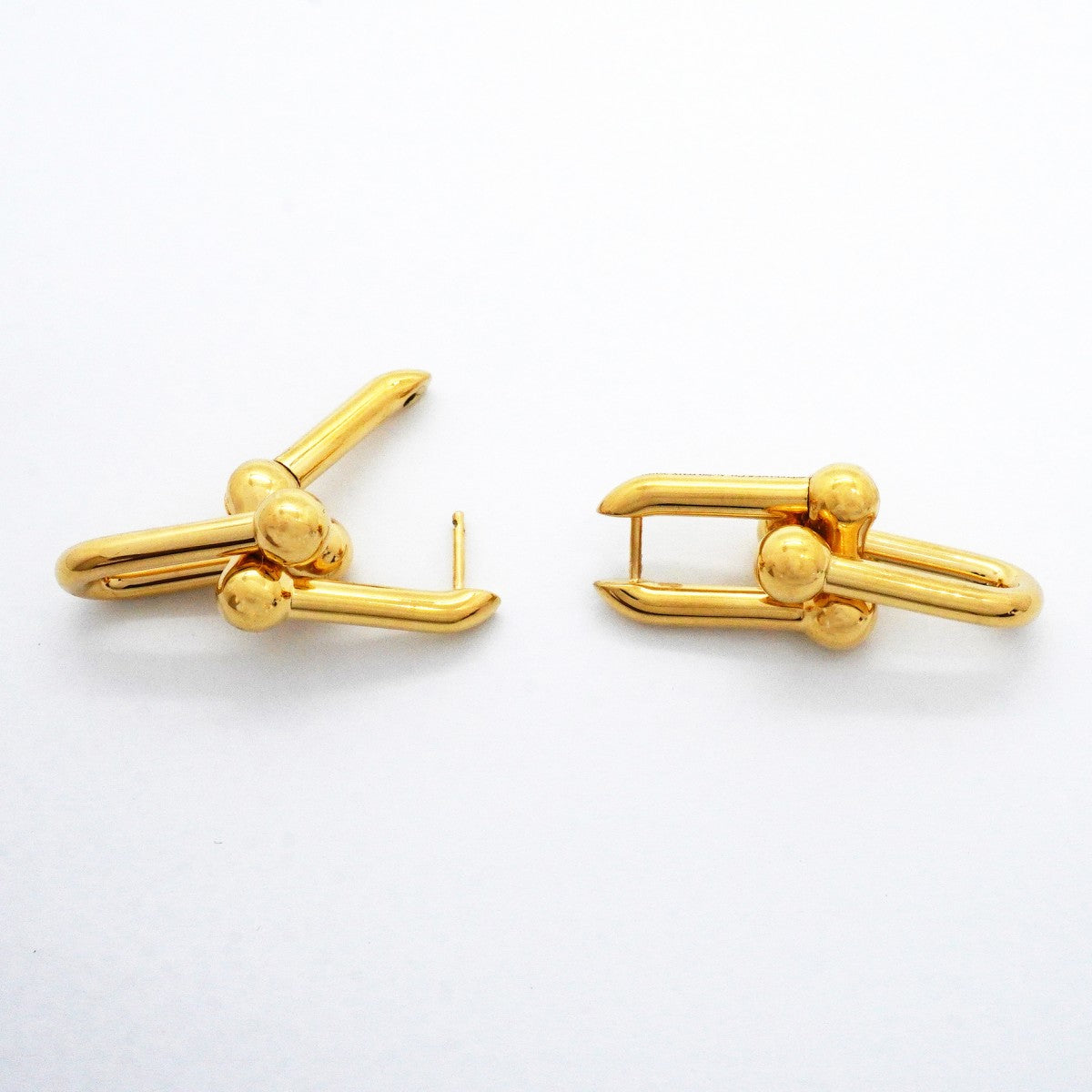 【6jgb0147】ティファニー ピアス ハードウェア/ラージリンク K18YG イエローゴールド【中古】レディース