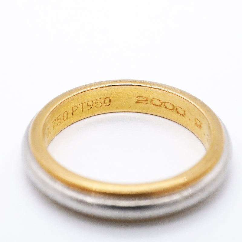 【6jgb0148】ティファニー リング ミルグレイン K18YG イエローゴールド Pt950 プラチナ 9号【中古】レディース