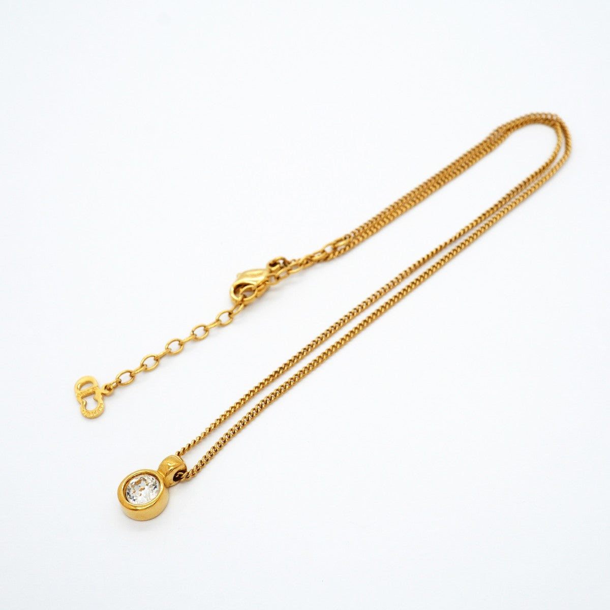 【6jgb0161-k】クリスチャンディオール ネックレス GPメッキ ラインストーン ゴールド【中古】レディース