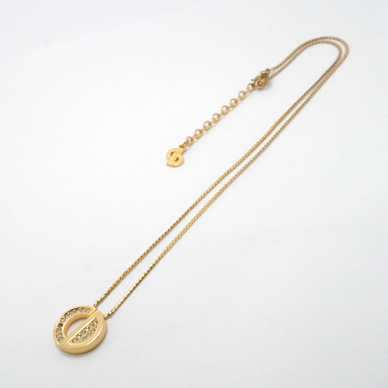 【6jgb0188-k】クリスチャンディオール ネックレス GPメッキ ラインストーン ゴールド【中古】レディース