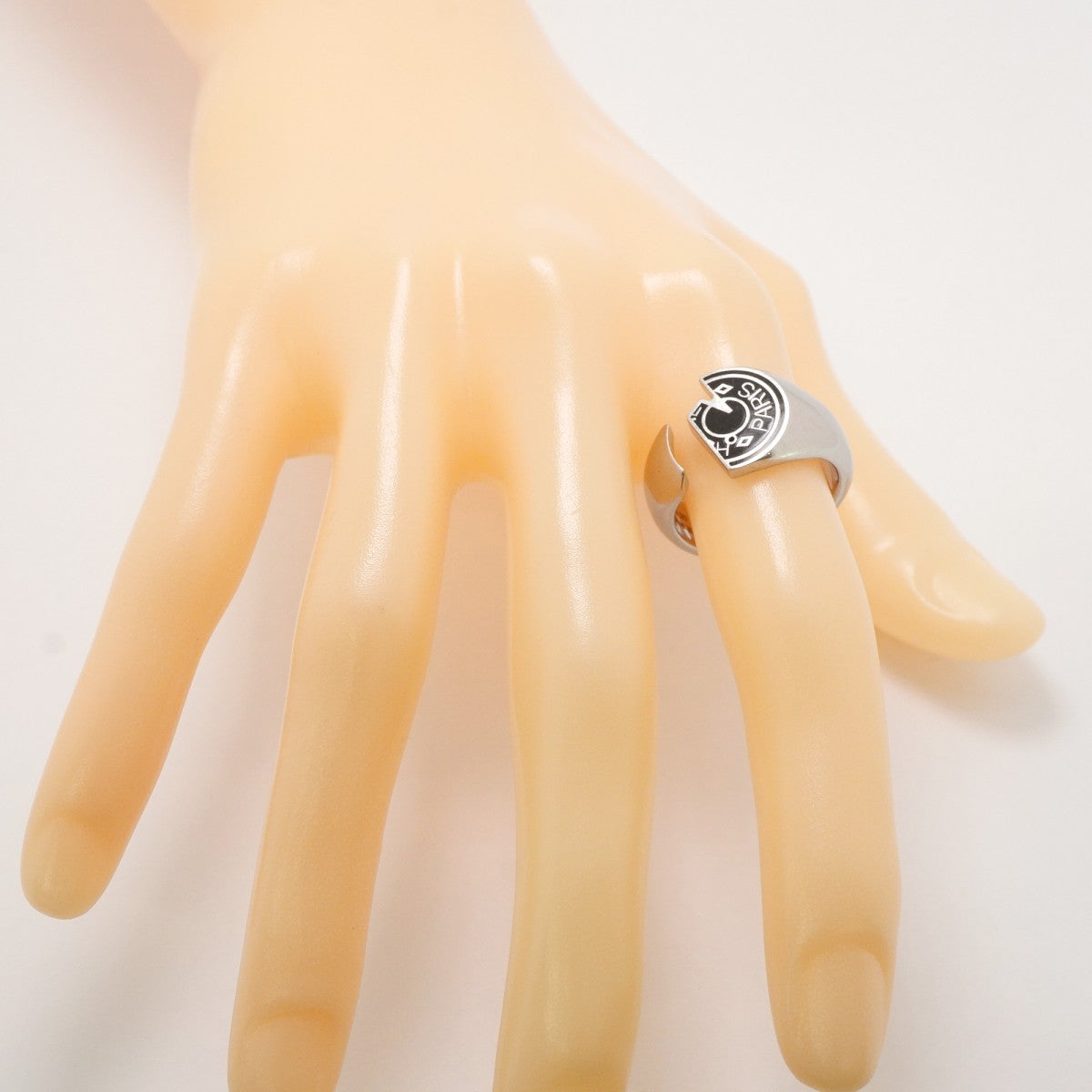 【6jgb0194-k】エルメス リング カルーゼル メタル シルバー ブラック ＃58【中古】メンズ