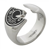 【6jgb0194-k】エルメス リング カルーゼル メタル シルバー ブラック ＃58【中古】メンズ