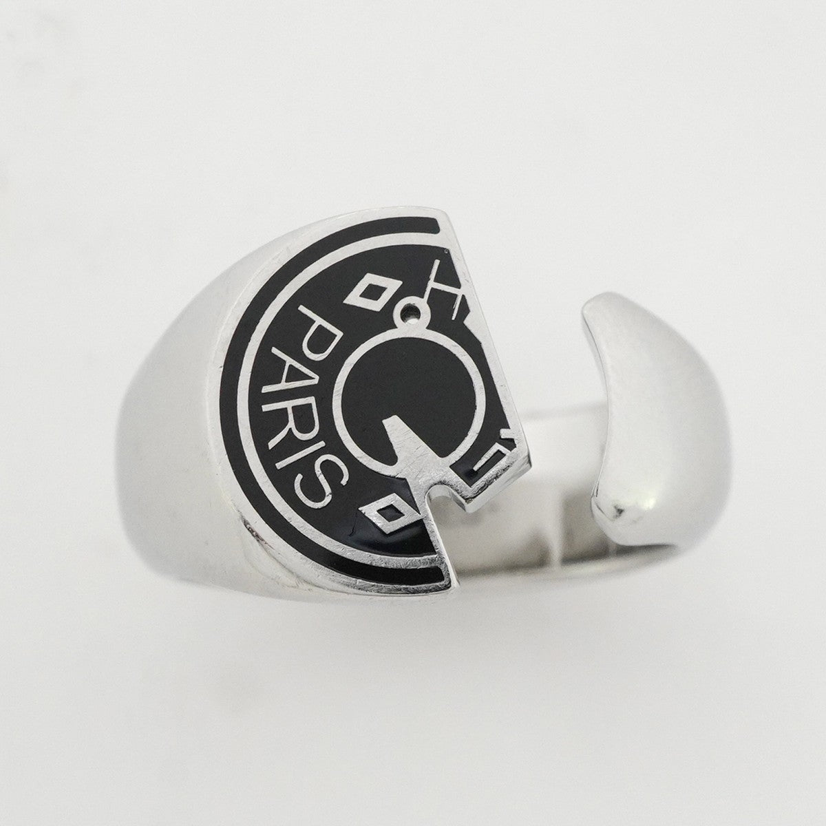 【6jgb0194-k】エルメス リング カルーゼル メタル シルバー ブラック ＃58【中古】メンズ