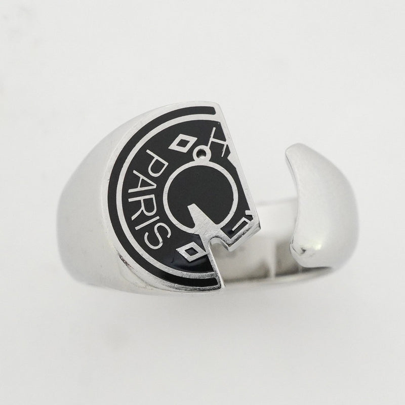 【6jgb0194-k】エルメス リング カルーゼル メタル シルバー ブラック ＃58【中古】メンズ