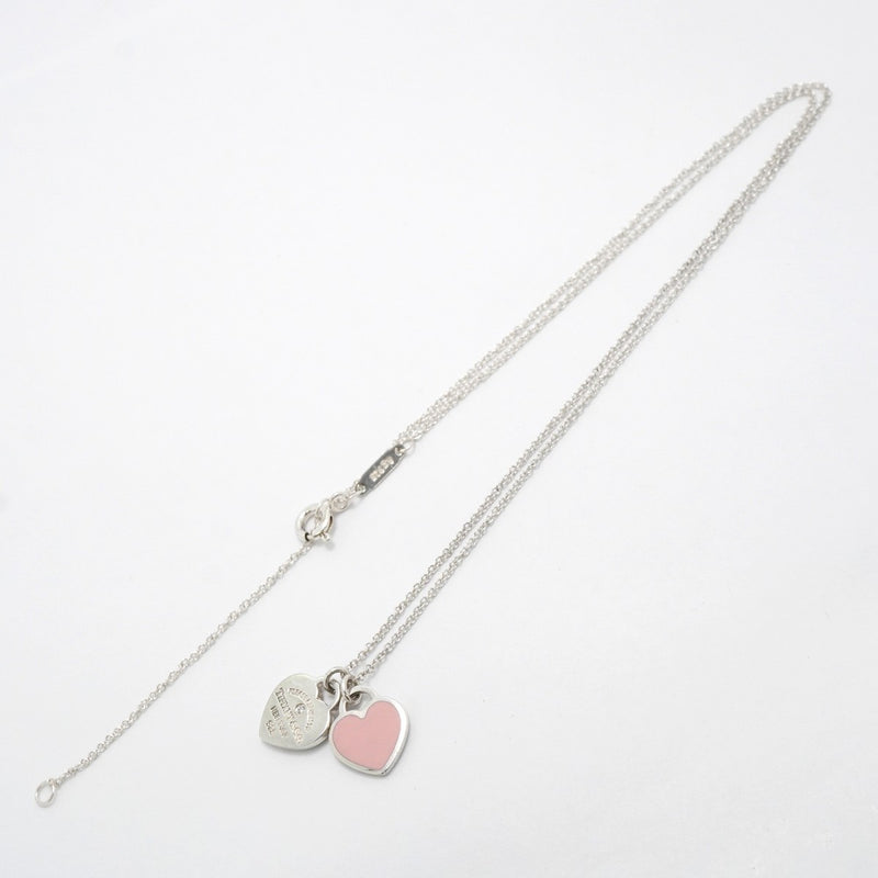 【6jgb0200-k】ティファニー ネックレス ダブルリターントゥハート 1PD シルバー925 ダイヤモンド ピンク【中古】レディース